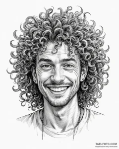 Tattoo sketch, alberto with wild curly hair a... - эскиз тату (№1753114450_0, 21.07.2025 16:14) — Tatufoto.com