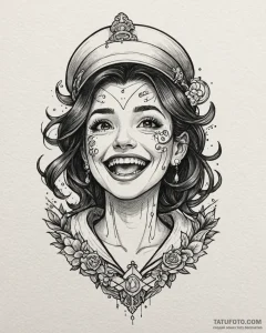 Tattoo sketch, vanellope laughing with glitch... - эскиз тату (№1753115040_0, 21.07.2025 16:24) — Tatufoto.com
