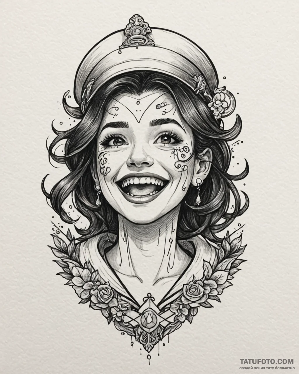 Tattoo sketch, vanellope laughing with glitch... - эскиз тату (№1753115040_0, 21.07.2025 16:24) — Tatufoto.com