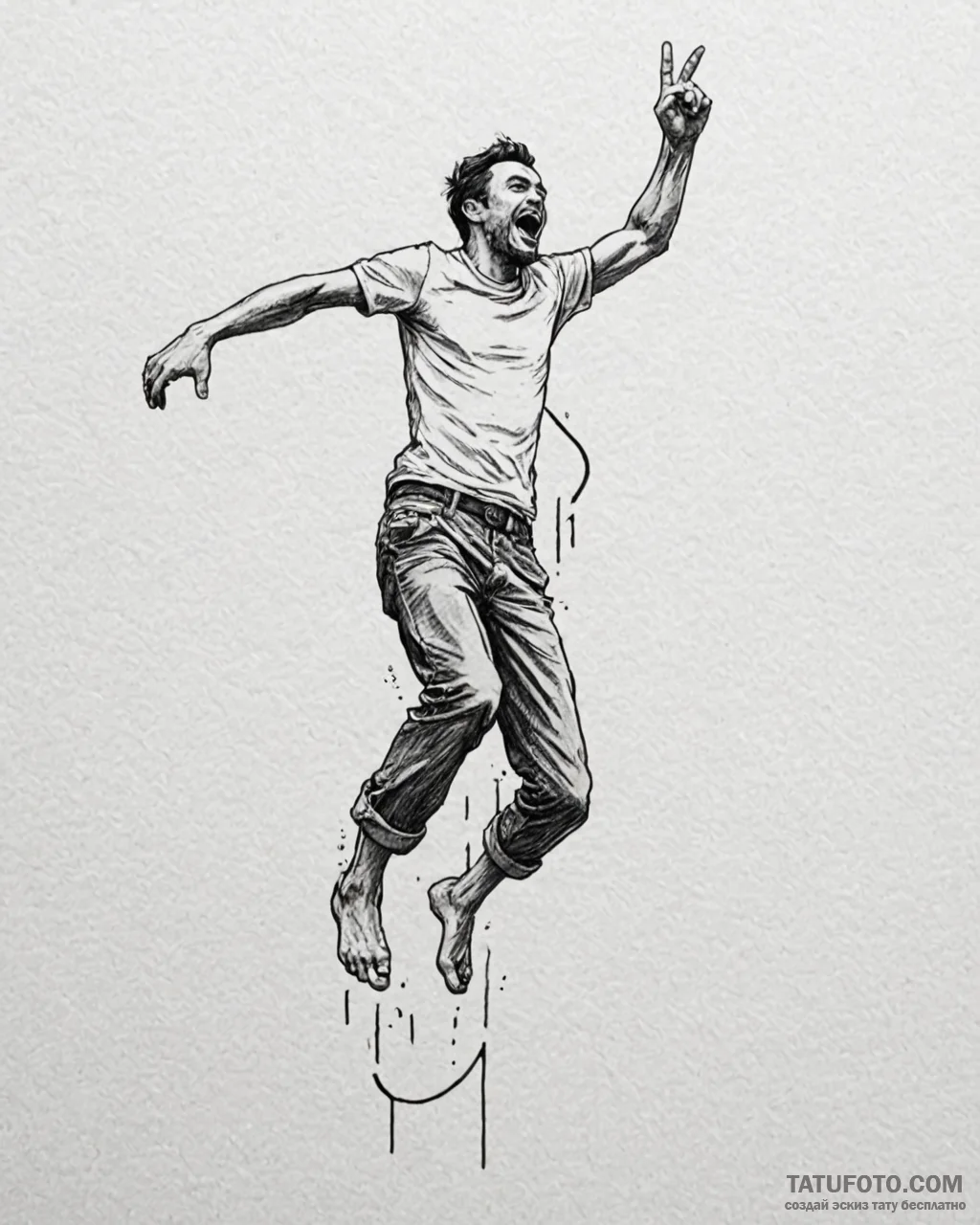 Eskiz.to, tattoo sketch, mike jumping excited… — эскиз тату (№1753115715_0, 21.07.2025 16:35) — Tatufoto.com