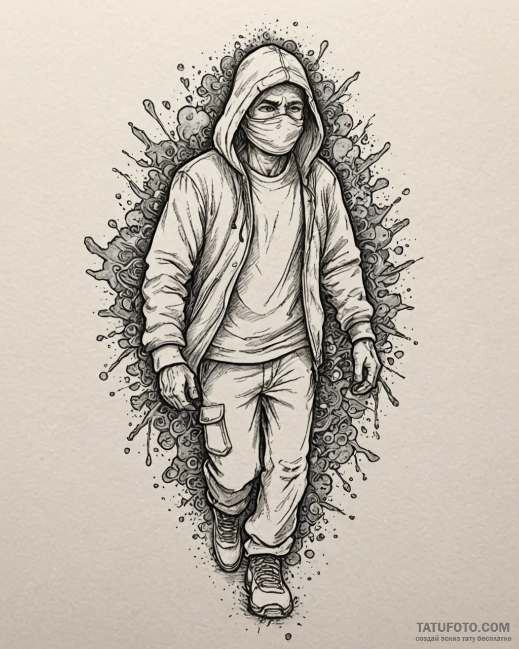 Eskiz.to, tattoo sketch, manny walking with s... - эскиз тату (№1753115969_0, 21.07.2025 16:39) — Tatufoto.com
