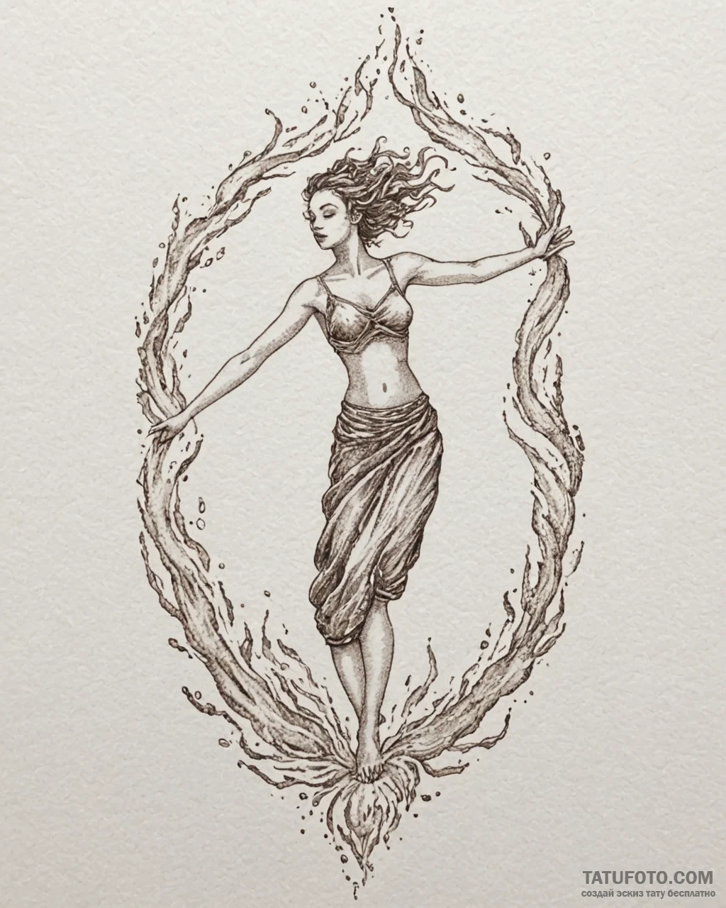 водные и огненные танцы стихий, tattoo line a... - эскиз тату (№1753116053_0, 21.07.2025 16:40) — Tatufoto.com