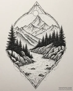 Tat tattoo sketch, misty mountain range with... - эскиз тату (№1753116223_0, 21.07.2025 16:43) — Tatufoto.com