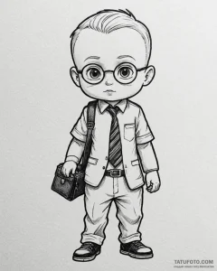 Tattoo sketch, boss baby with briefcase and g... - эскиз тату (№1753116307_0, 21.07.2025 16:45) — Tatufoto.com