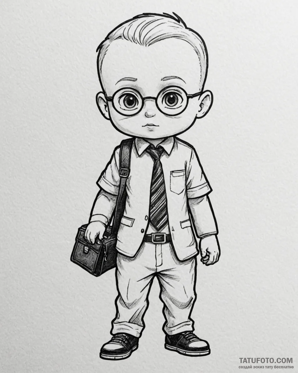 Tattoo sketch, boss baby with briefcase and g... - эскиз тату (№1753116307_0, 21.07.2025 16:45) — Tatufoto.com