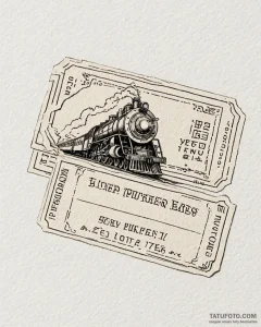 Tattoo sketch, polar express ticket stamped w... - эскиз тату (№1753116477_0, 21.07.2025 16:47) — Tatufoto.com