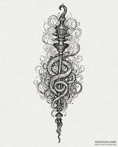Tat tattoo sketch, hookah emitting intricate... - эскиз тату (№1753117321_0, 21.07.2025 17:02) — Tatufoto.com