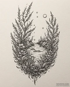 Tat tattoo sketch, wade submerged in glowing... - эскиз тату (№1753117999_0, 21.07.2025 17:13) — Tatufoto.com
