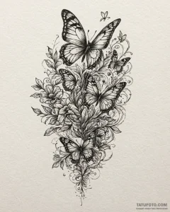 Tattoo sketch, koda chasing butterflies, live... - эскиз тату (№1753118252_0, 21.07.2025 17:17) — Tatufoto.com