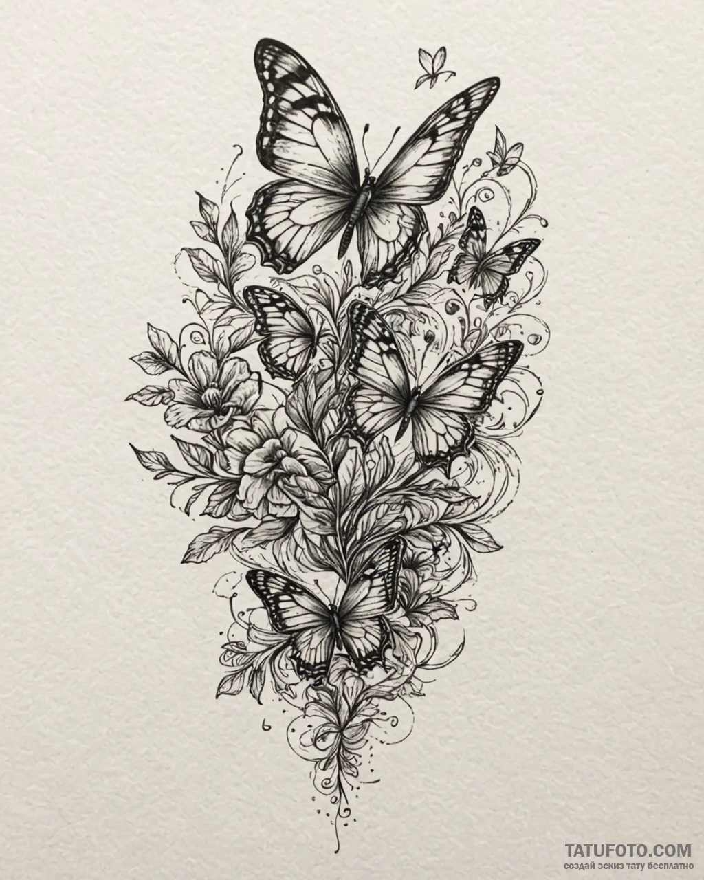 Tattoo sketch, koda chasing butterflies, live... - эскиз тату (№1753118252_0, 21.07.2025 17:17) — Tatufoto.com