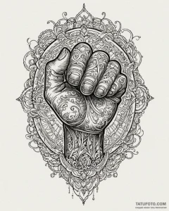 Tat tattoo sketch, vi’s fist punching through... - эскиз тату (№1753118421_0, 21.07.2025 17:20) — Tatufoto.com