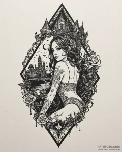 Tattoo sketch, yubaba’s bathhouse silhouette,... - эскиз тату (№1753118674_0, 21.07.2025 17:24) — Tatufoto.com