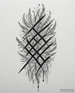 Tattoo sketch, barley silhouette with ancient... - эскиз тату (№1753118929_0, 21.07.2025 17:28) — Tatufoto.com