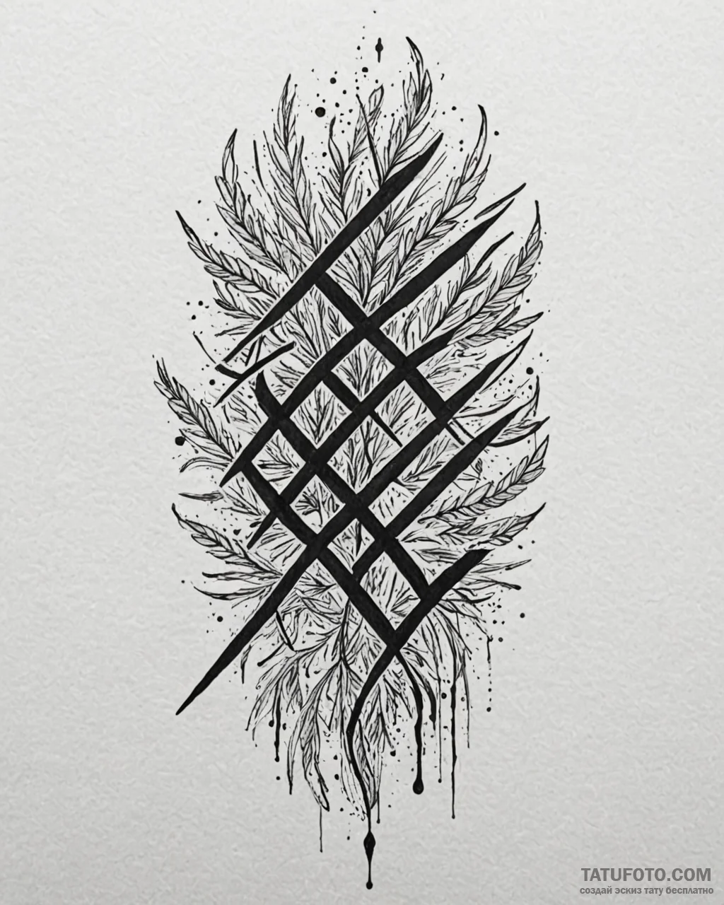 Tattoo sketch, barley silhouette with ancient… — эскиз тату (№1753118929_0, 21.07.2025 17:28) — Tatufoto.com