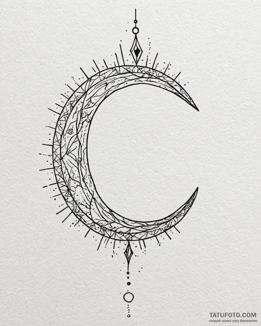 Tattoo sketch, simple thin crescent moon surr... - эскиз тату (№1753119014_0, 21.07.2025 17:30) — Tatufoto.com