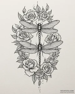Tattoo sketch, delicate thin line dragonfly w... - эскиз тату (№1753119098_0, 21.07.2025 17:31) — Tatufoto.com