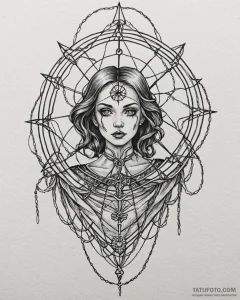 Tattoo sketch, other mother weaving webs, det... - эскиз тату (№1753120026_0, 21.07.2025 17:47) — Tatufoto.com