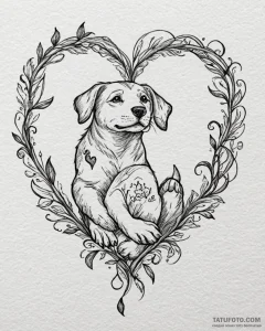 Tat tattoo sketch, animal lover’s heart wrapp... - эскиз тату (№1753120109_0, 21.07.2025 17:48) — Tatufoto.com