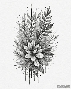 растения с абстрактным фоном, artistic tattoo... - эскиз тату (№1753120192_0, 21.07.2025 17:49) — Tatufoto.com
