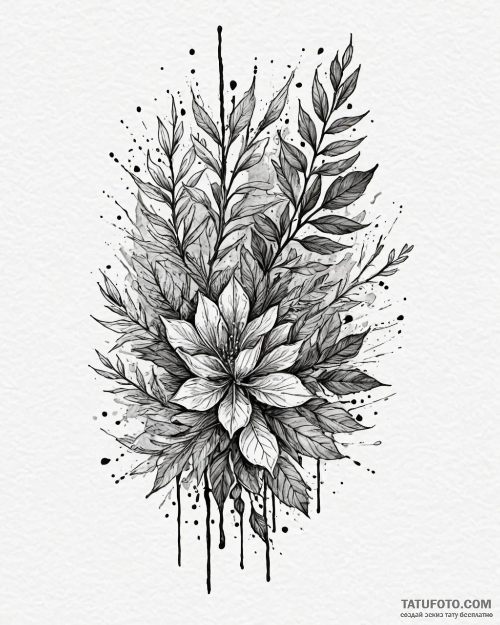 растения с абстрактным фоном, artistic tattoo... - эскиз тату (№1753120192_0, 21.07.2025 17:49) — Tatufoto.com