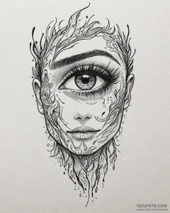 Tattoo sketch, paprika eyes glowing with ener... - эскиз тату (№1753120274_0, 21.07.2025 17:51) — Tatufoto.com