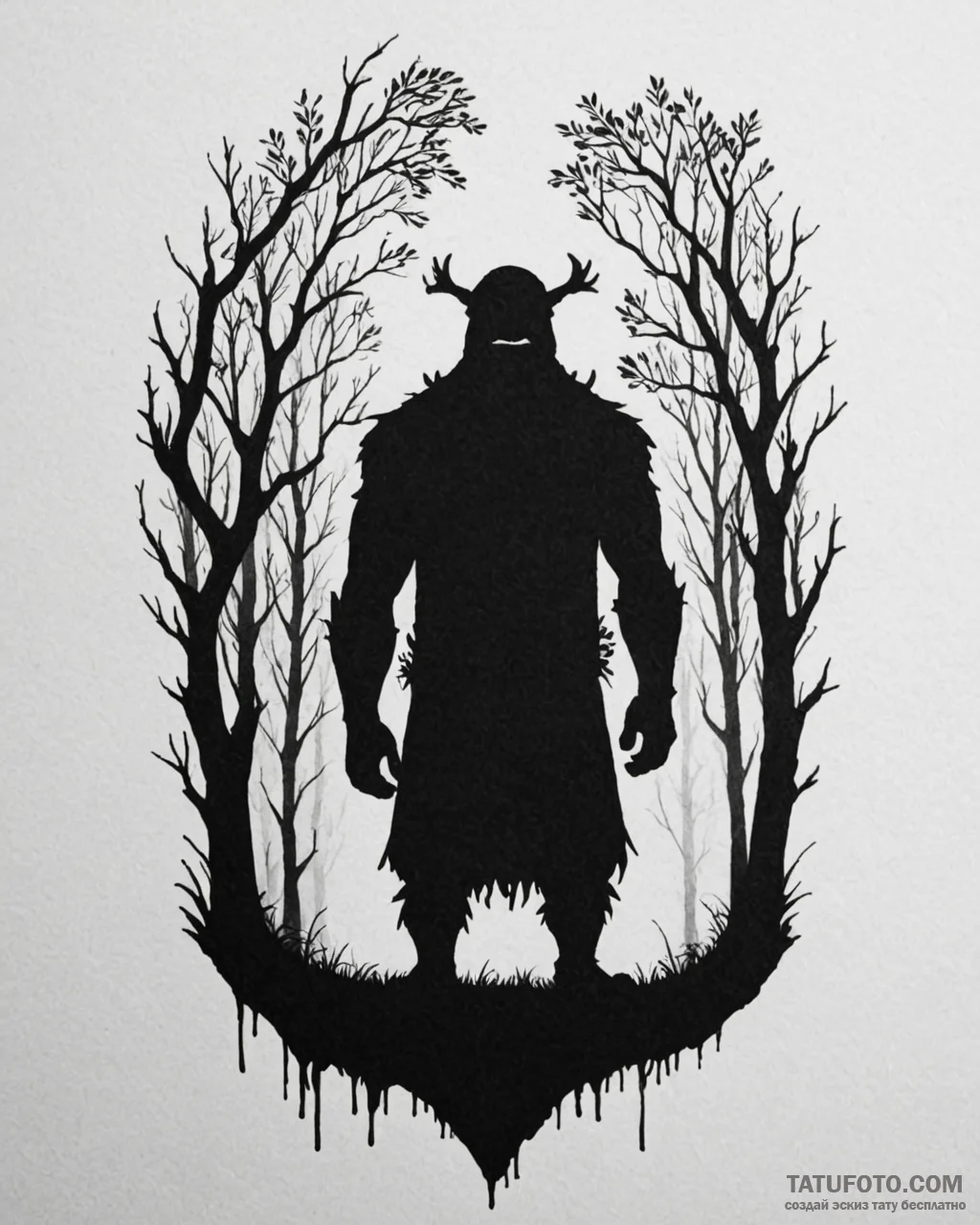Eskiz.to, tattoo sketch, shrek silhouette wit… — эскиз тату (№1753120359_0, 21.07.2025 17:52) — Tatufoto.com