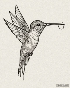 Tattoo sketch, minimalist hummingbird with lo... - эскиз тату (№1753120940_0, 21.07.2025 18:02) — Tatufoto.com