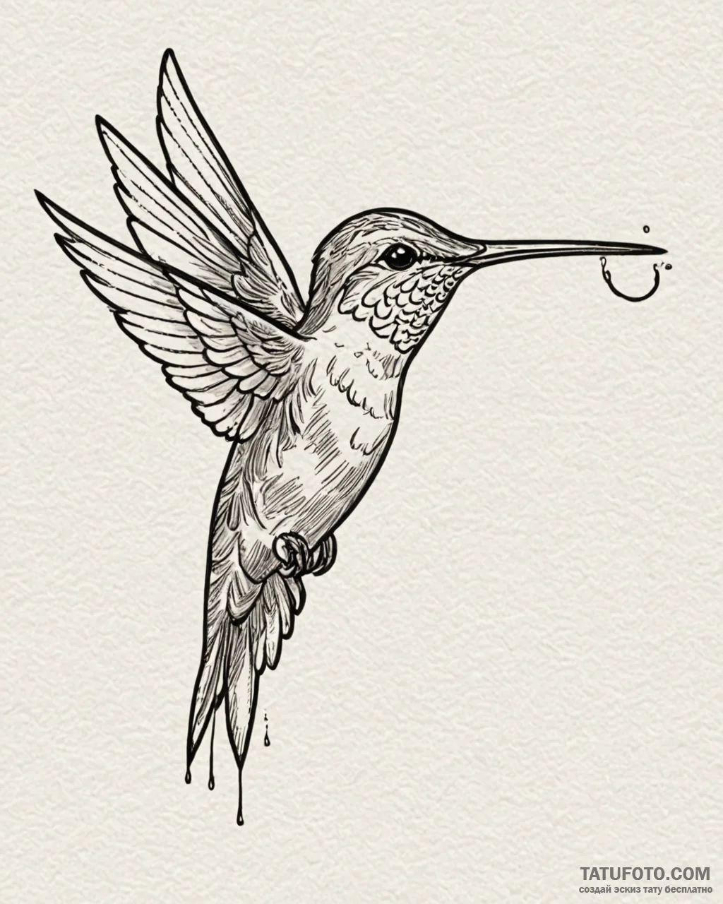 Tattoo sketch, minimalist hummingbird with lo... - эскиз тату (№1753120940_0, 21.07.2025 18:02) — Tatufoto.com
