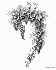 Tattoo sketch, twisting grapevine with ripe c... - эскиз тату (№1753121269_0, 21.07.2025 18:07) — Tatufoto.com
