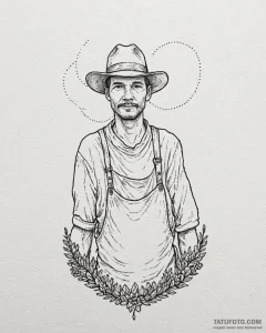 • фермер, tattoo sketch design, minimalist t... - эскиз тату (№1753121351_0, 21.07.2025 18:09) — Tatufoto.com