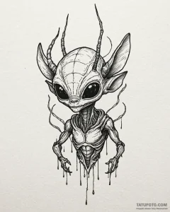 Tattoo sketch, stitch with alien antennas glo... - эскиз тату (№1753121434_0, 21.07.2025 18:10) — Tatufoto.com