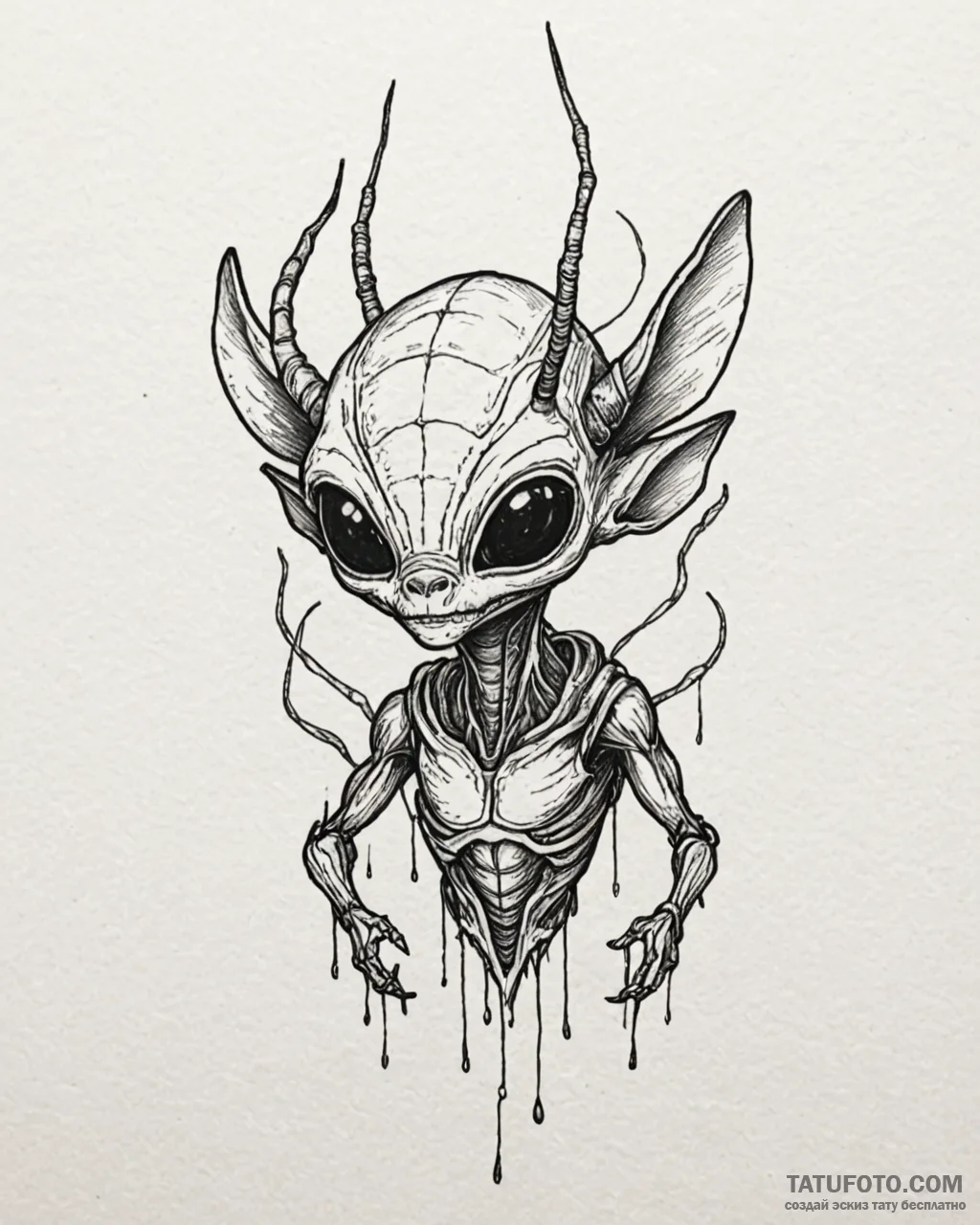 Tattoo sketch, stitch with alien antennas glo... - эскиз тату (№1753121434_0, 21.07.2025 18:10) — Tatufoto.com