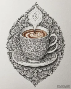Tat tattoo sketch, café barista’s hand crafti... - эскиз тату (№1753121681_0, 21.07.2025 18:14) — Tatufoto.com