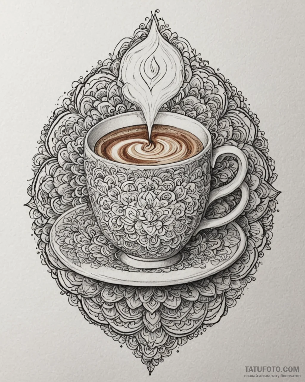 Tat tattoo sketch, café barista’s hand crafti... - эскиз тату (№1753121681_0, 21.07.2025 18:14) — Tatufoto.com