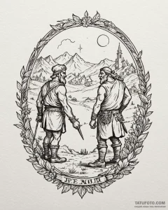 Tattoo sketch, asterix and obelix duo silhoue... - эскиз тату (№1753122316_0, 21.07.2025 18:25) — Tatufoto.com