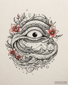Tat tattoo sketch, blogger’s camera lens refl... - эскиз тату (№1753122655_0, 21.07.2025 18:30) — Tatufoto.com