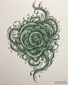 Tattoo sketch, disgust with green swirling pa... - эскиз тату (№1753123165_0, 21.07.2025 18:39) — Tatufoto.com