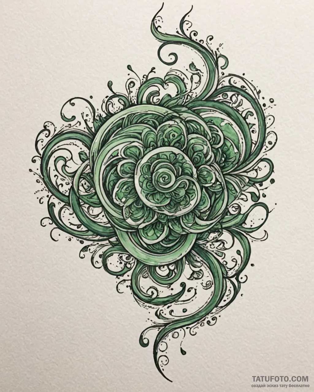 Tattoo sketch, disgust with green swirling pa… — эскиз тату (№1753123165_0, 21.07.2025 18:39) — Tatufoto.com