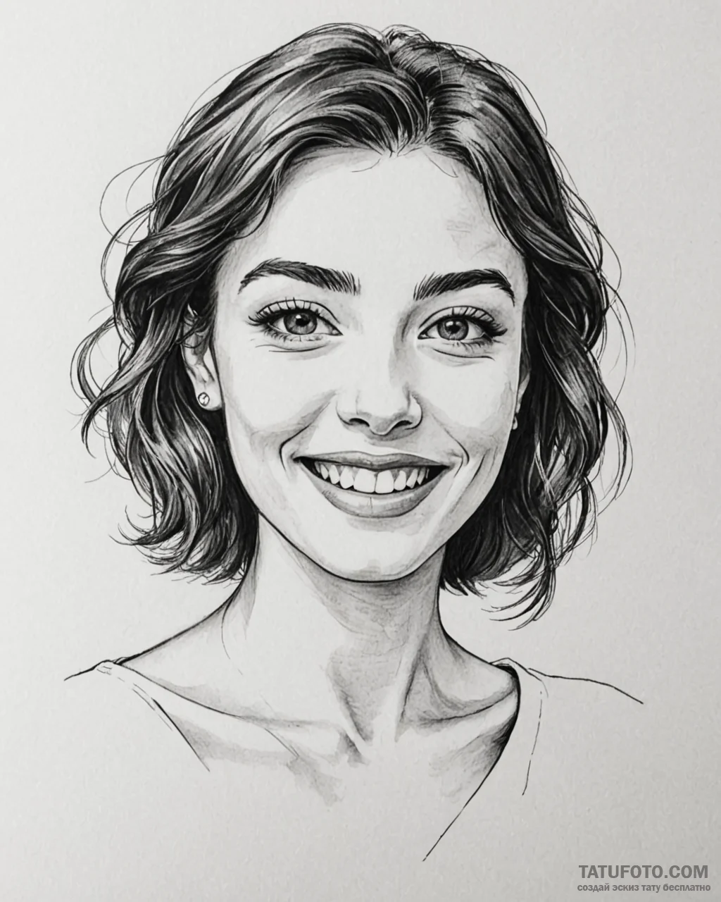 Eskiz.to, tattoo sketch, colette smiling conf... - эскиз тату (№1753123756_0, 21.07.2025 18:49) — Tatufoto.com