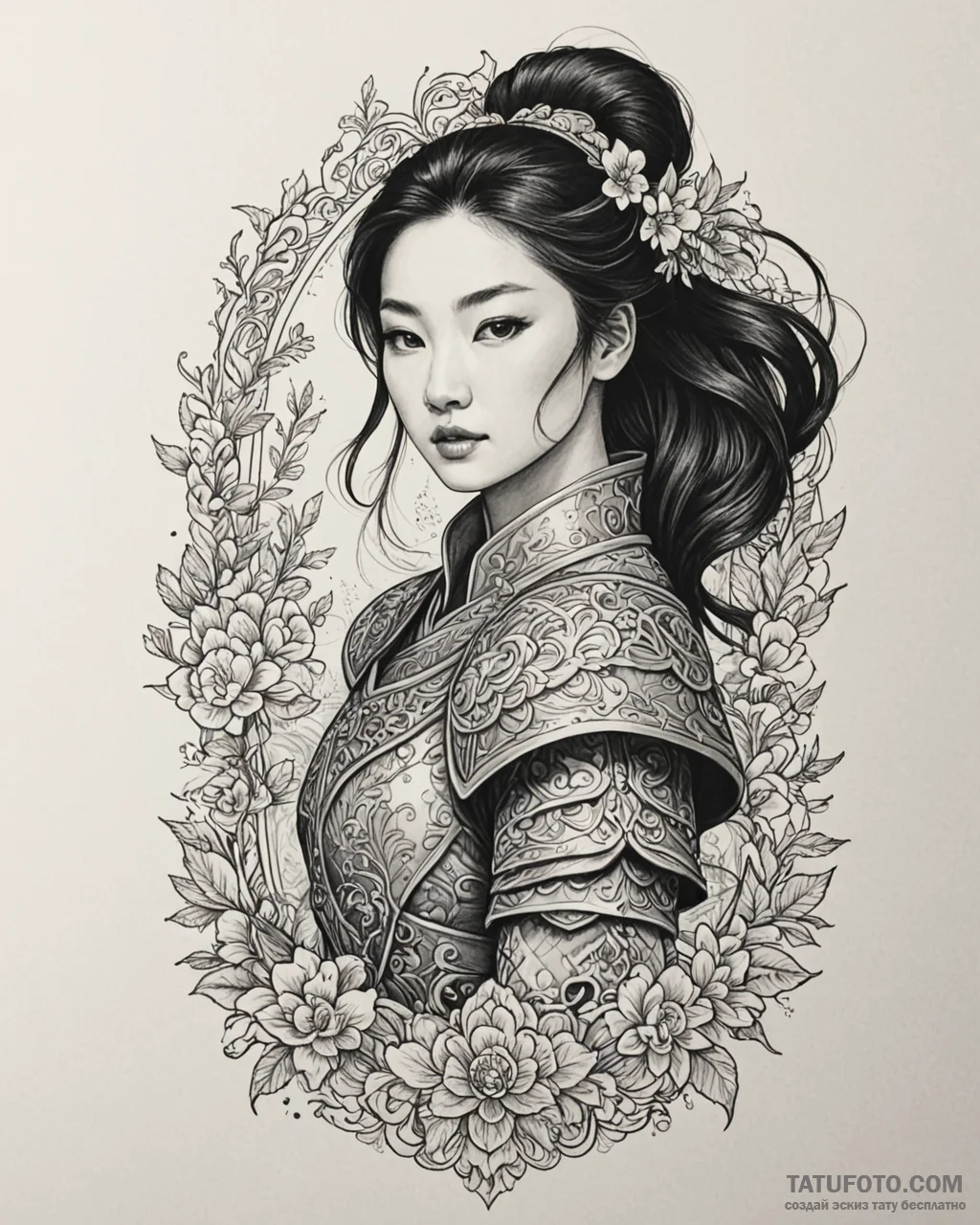 Tattoo sketch, mulan ii mulan in warrior armo… — эскиз тату (№1753124007_0, 21.07.2025 18:53) — Tatufoto.com