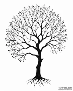 Tattoo sketch, negative space tree with thin... - эскиз тату (№1753124092_0, 21.07.2025 18:54) — Tatufoto.com