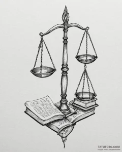 Tat tattoo sketch, lawyer’s scales of justice... - эскиз тату (№1753124600_0, 21.07.2025 19:03) — Tatufoto.com