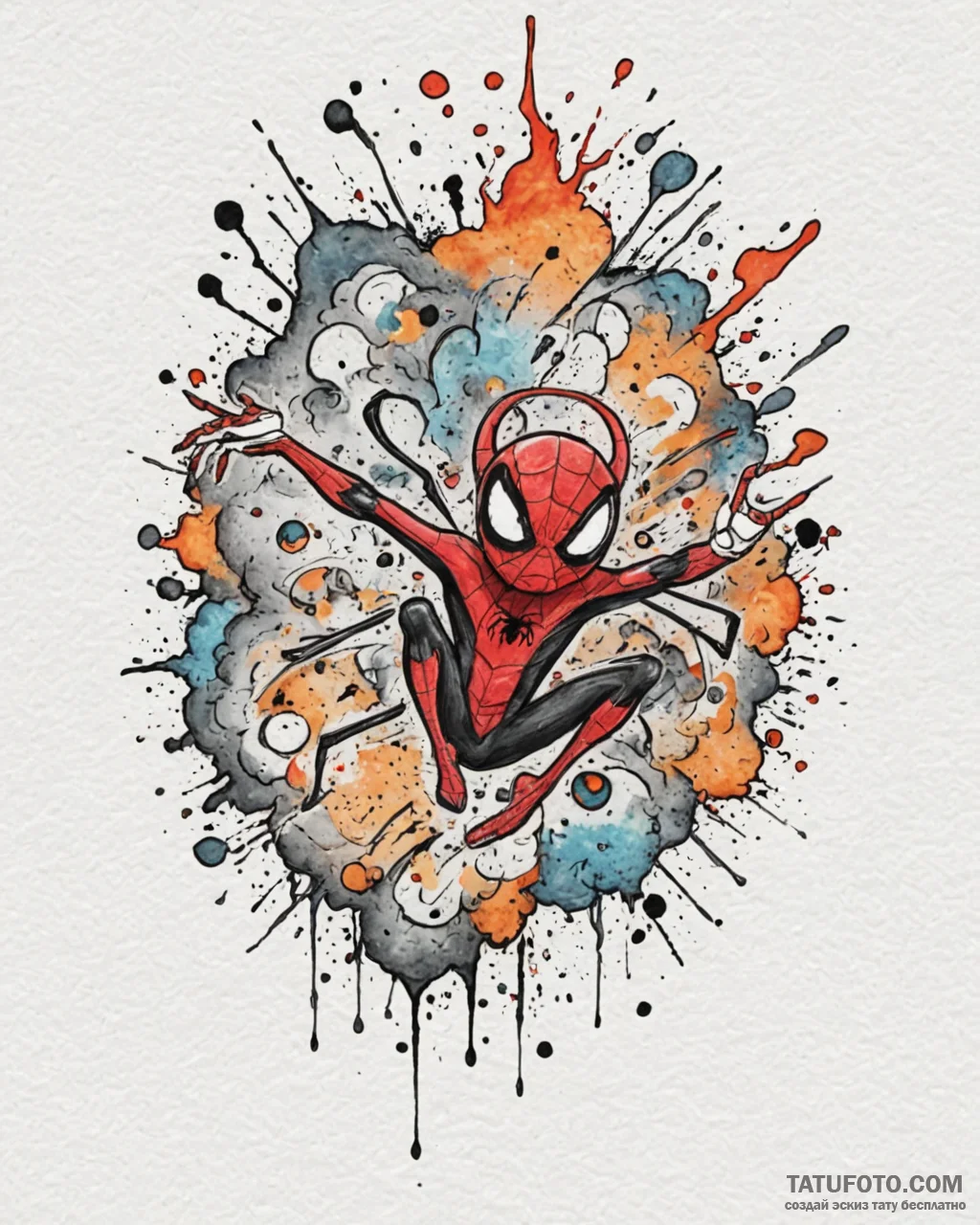 Tattoo sketch, spider-ham swinging with carto... - эскиз тату (№1753124684_0, 21.07.2025 19:04) — Tatufoto.com
