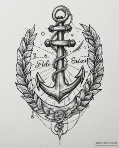 Tat tattoo sketch, old school sailor anchor w... - эскиз тату (№1753125361_0, 21.07.2025 19:16) — Tatufoto.com