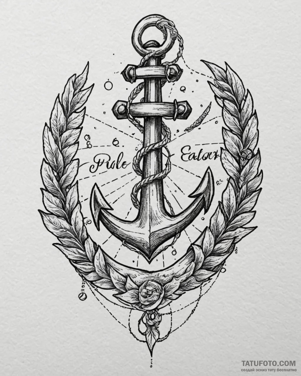 Tat tattoo sketch, old school sailor anchor w... - эскиз тату (№1753125361_0, 21.07.2025 19:16) — Tatufoto.com