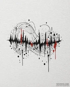 Tattoo sketch, abstract sound waves forming h... - эскиз тату (№1753125531_0, 21.07.2025 19:18) — Tatufoto.com