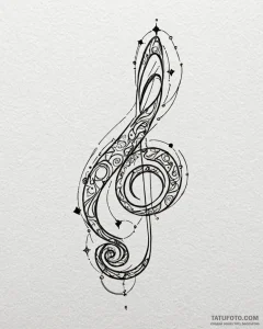 Tattoo sketch, treble clef formed from intert... - эскиз тату (№1753125616_0, 21.07.2025 19:20) — Tatufoto.com