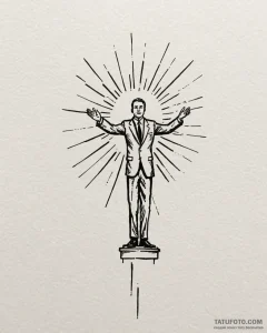 Tat tattoo sketch, politician silhouette behi... - эскиз тату (№1753125870_0, 21.07.2025 19:24) — Tatufoto.com