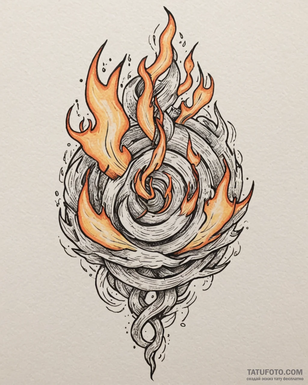 Tattoo sketch, ged casting fire spell with sw... - эскиз тату (№1753126381_0, 21.07.2025 19:33) — Tatufoto.com