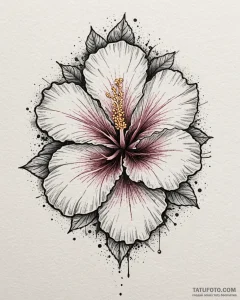 Tattoo sketch, watercolor style hibiscus flow... - эскиз тату (№1753126551_0, 21.07.2025 19:35) — Tatufoto.com